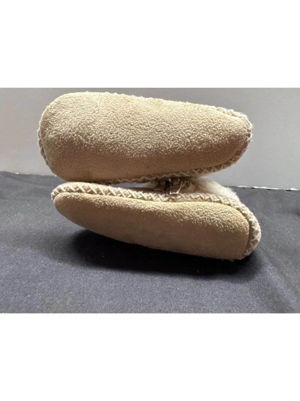 Teeny Toes Baby Tan Suede Booties Faux Fur Lining & Zipper Closure Size 2